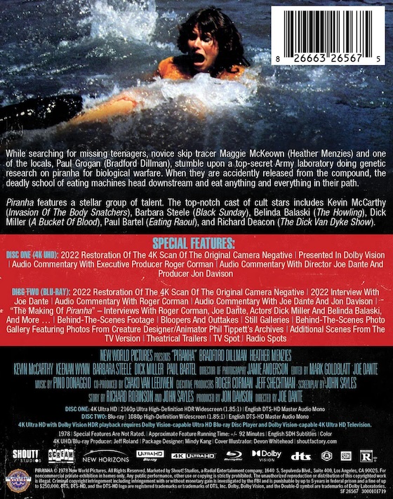 Piranha (1976) 4K UltraHD Limited SteelBook Edition Piranha (1976) 4K UltraHD Limited SteelBook Edition