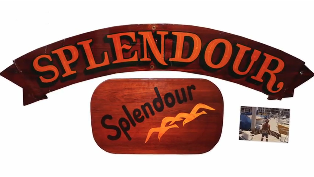 The Splendour nameboard and coffee table for sale